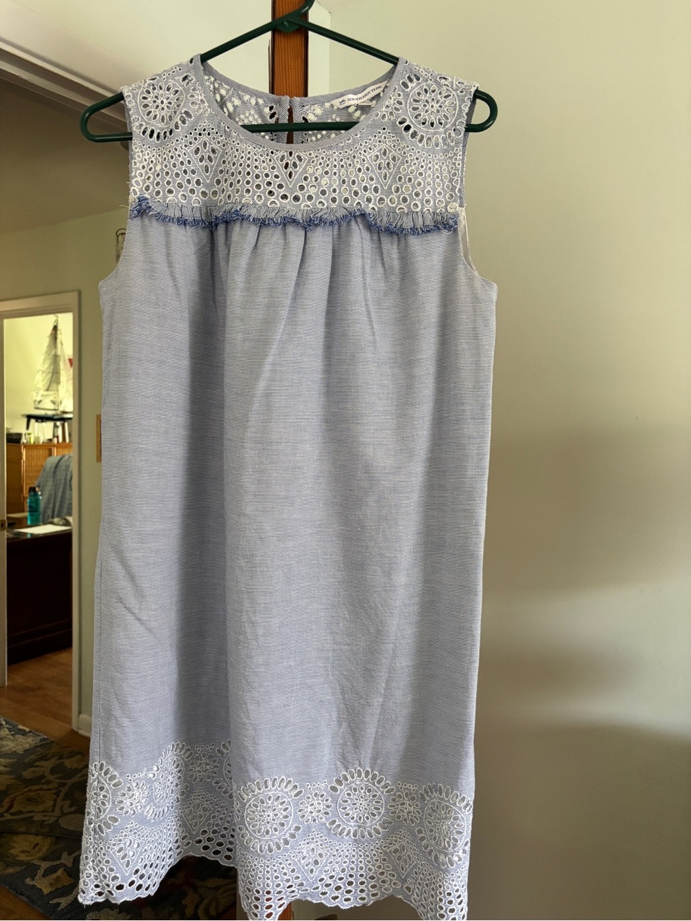 Southern Tide Light Blue Sleeveless Eyelet Hem Dress